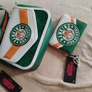 Stranger things green and yellow purse and wallet